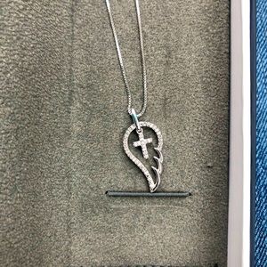 Wing cross diamond necklace